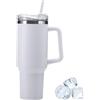 Mnixy Tazza da viaggio con maniglia, Stanley Cup con cannuccia e manico, in acciaio inox con coperchio,bottiglia d'acqua isolata sottovuoto per bevande calde ghiacciate (blu)
