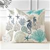 Miuyunya Set di 2 Federe Cuscini Primaverili 45 x 45 cm Blu Federe Moderni Cuscino Esterno Impermeabile Arredo Divano Copricuscini Soggiorno Cavalluccio Marino Copricuscini per Patio, Giardino, Casa