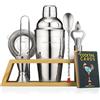 LOFERMA Kit Bartender con supporto in bambù - Set di shaker da cocktail e accessori da bar per Home Bar, mix di bevande e kit mixologia amanti del cocktail