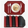 Wisebom Set di 6 Tovagliette Lavabili, 43 x 30 cm Tovagliette in Pelle Tovagliette Colazione Antiscivolo Lavabili Tovagliette Resistenti al Calore per Cucina Tavolo Ristoranti (Nero & Rosso)
