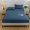 Stfery Lenzuola Coprimaterasso 220x200 Completo Lenzuola Super King Size in Cotone Lavato, Tinta Unita, Blu Scuro