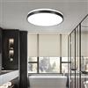GeeliHome Plafoniera LED Soffitto 24W, Lampada Bagno Moderna Rotondo 6000K, Lampadario Luce per Soggiorno, Camera da Letto, Cucina, Ufficio, Balcone, IP44, Ø38CM*H5CM, Bianco Freddo, 2640LM (Nero-6000K)