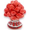 SICILIA BEDDA CAPACI Pigna Siciliana in Ceramica di Caltagirone Decorativa - H 6 cm - Rosso - Mod. Gambo Decorato Casuale