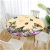 Morbuy Tovaglia Rotonda Antimacchia, Farfalla Stampa Copritavolo Elastico Rotondo, Impermeabile Lavabile Tovaglie da Tavola in Poliestere per Cucina Giardino Feste (Beige,Diametro 90cm)
