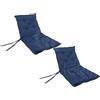GBiancheria Set di 2 Cuscini Imbottiti per Sedie con Schienale da Esterno ed Interno Resistente e Comodo per Sedie Reclinabili, Spiaggine e Poltrone da Giardino Made in Italy (Blu)
