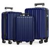 SHOWKOO Set di Valigie Rigide 3 Pezzi 100% Policarbonato Bagaglio Leggero Espandibile Ultra Durevole Valigia Trolley da Viaggio con Serratura Approvata Dalla Tsa e 4 Ruote Doppie M+L+XL,Blu Scuro