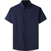 Generisch Camicia da uomo, tinta unita, business, formale, maniche corte, larga, oversize, casual, da ufficio, Blu mare, 8XL