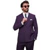 Leader of the Beauty Completo da uomo slim fit, 2 pezzi, doppiopetto, per lavoro, matrimonio, ballo, smoking, blazer e pantaloni, set per uomo, Viola scuro, 58