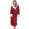 riou Vestaglia in Peluche Invernale Caldo da Donna Vestaglia con Cappuccio Taglie Forti Camicia da Notte Flanella Lunga Pigiama Felpato Caldo Accappatoio Manica Lunga con Cintura