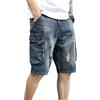ZH8FCHAN Pantaloncini da Uomo Elastici Traspiranti da Uomo in Denim Strappati Pantaloncini Larghi Ritti Uomo Pantaloni Corti Jeans Bermuda Shorts Estivi Regular Fit Casual Style Mix (Blu,34,34)