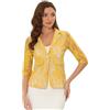Allegra K Donna Blazer Casual da Lavoro Abiti Blazer Eleganti in Pizzo Floreale con Maniche A 3/4 E Bottone Singolo Giallo XS