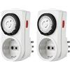 Electraline 58114 Mini Programmatore Timer Meccanico Giornaliero, Spina Italiana piccola 10 A, Presa Schuko + 10A, Bianco (Confezione da 2)