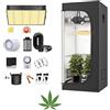 JUNG Growbox - Set completo di coltivazione con LED a spettro completo, dimmerabile, 120 x 120 x 200 cm, con ventilatore, filtro ai carboni attivi, per la coltivazione della serra