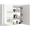 HollyHOME Armadietto da bagno con specchio, 90 x 80 x 13 cm, extra large, con doppia anta a specchio, montaggio a parete, armadietto per medicinali, bianco