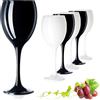 PLATINUX Bicchieri da vino in vetro nero e bianco, set da 6 pezzi, 130 ml (max. 320 ml)