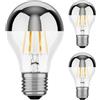 ledscom.de 3 pezzi E27 lampadina LED, A60, bianco caldo (2700 K), 6 W, 667lm, testa a specchio (argento)