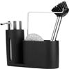 HERCHR Dispenser Sapone Cucina con Porta Spugna,Organizzatore per Lavello Cucina,Dispenser di Sapone con Ripiano Spugna Organizer per Lavello con Portasciugamani,Lavapavimenti in Acciaio,Spazzole