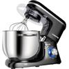 Aumate Impastatrice Planetaria, Impastatrice Professionale 8 Litri 1400W, Impastatrice Pizza con Uncino Impastatore, Mescolatore e Frusta Sbattitrice, 6 Velocità Food Mixer (Nero, 8 Litri)