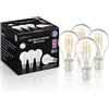 Auraglow 8W stile filamento LED B22 dimmerabile A60 60W equivalente 806lm bianco caldo 2700K - alto grado di CRI 97 - Confezione da 4