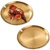 GIDWRIY 2 Pcs Vassoio Dorato Rotondo 20 cm,Vassoio Acciaio Inox Tondo,Piatto Decorativo Portaoggetti,Vassoio in Metallo Dorato,Vassoio da Portata Oro,Vassoio Oro Natale,Cosmetici Piatti per Gioielli