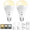 BrightArk Lampadina LED E27 Ricaricabile USB Con Telecomando, 3 Temperature di Colore Dimmerabile Lampadina Ricaricabile E27 per Luce di Emergenza Casa ed Esterni (2 Pezzi)