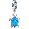 MSPOVOF Tartaruga marina in vetro di Murano Charm 925 Sterling Silver 5a Zirconia Ciondolo Compatibilità Bracciale Collana Donne Gioielli Regalo