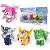 Super Wings Transform-a-Bots 4Pack with S5 paul Dizzy & Golden Boy & Mira