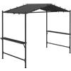 Outsunny Padiglione per barbecue, circa 3 x 1,5 m Tettoia per barbecue resistente alle intemperie Padiglione da giardino per barbecue con 2 ripiani laterali, per giardino, balcone, acciaio, grigio