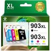 GREENSKY 903 XL Cartuccia d'inchiostro Compatibile per HP 903 XL Multipack 903XL Cartucce per HP Officejet 6950 6960 Officejet Pro 6960 6970 All-in-One Stampante (Nero, Ciano, Giallo, Magenta, 4-Pack)