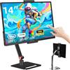 Jhcztrk 14 Zoll Touchscreen Tragbarer Monitor 1200P Ultra Slim & Lightweight Randlos FHD IPS HDR Portable Gaming Laptop Traveling Sub Monitor für Laptop Mac PC Xbox PS4/5 Switch
