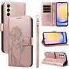 Bravoday Cover per Samsung Galaxy A25 5G, Custodia in PU Pelle Portafoglio Flip Schede con Slot per Carte, Magnetica Antiurto Cover per Galaxy A25 5G, Oro Rosa