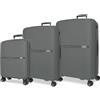 MOVOM Noon - Set di valigie grigio 56/66/76 cm, rigido 2,8 kg, chiusura TSA polipropilene, 2,8 kg, 219,5 l, bagaglio a mano, grigio, Taglia unica, Set di valigie