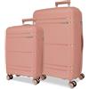 Roll Road Universe - Set di valigie rosa 55/65 cm, rigido 5,6 kg, chiusura TSA polipropilene, 5,6 kg, 102 l, bagaglio a mano, Rosa, Taglia unica, Set di valigie