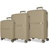 Movom Noon - Set di valigie beige 56/66/76 cm, rigido 2,8 kg, chiusura TSA polipropilene, 2,8 kg, 219,5 l, bagaglio a mano, Beige, Taglia unica, Set di valigie