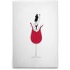 A.S. Création DD132647 - Stampa su tela con bicchiere da vino WG da cucina, colore: bianco, nero, 50 x 75 cm
