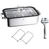 WMF Vitalis Aroma - Pentola a vapore, a induzione, 41 x 27 x 10 cm, teglia da 6,5 l, pinza da servizio, coperchio in vetro, bordo in silicone, termometro, casseruola in acciaio inox Cromargan non