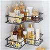 Vinabo Mensola da Doccia Angolare, Organizer Doccia Senza Foratura, 2PCS Mensola Bagno in Metallo con Ganci, Doccia Anti-Ruggine Porta Oggetti da Bagno a Parete, Accessori Doccia