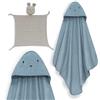 Interbaby - Mantello da bagno per bambini + mussola di Dudu | Asciugamano con cappuccio 100% cotone, unisex, morbido, asciugatura rapida, ideale per neonati, neonati e bambini piccoli, design orso