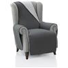 FAVERTI® Copripoltrona imbottita 1 posto - 55 cm (seduta) | modello Requena, grigio OSC-grigio chiaro reversibile | protezione compatibile con poltrone relax e paraorecchie | tela lavabile, prodotto