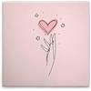 A.S. Création WTD DD132700 - Stampa su tela Oneliner, motivo: cuori con mano, colore: rosa, nero, 40 x 40 cm