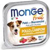 Generico Monge Fresh fruit umido per cani di tutte le taglie con frutta, gusto POLLO con LAMPONI | 6 vaschette da 100 grammi l'una.