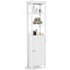 COSTWAY Mobile Bagno, Armadietto da Terra in Legno Salvaspazio con 3 Ripiani Regolabili, Mobiletto Colonna per Soggiorno e Camera da Letto, 40 x 32 x 161,5cm (Bianco)