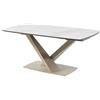 Vente-unique - Tavolo da pranzo allungabile da 6 a 10 coperti in Ceramica e Metallo Effetto marmo Bianco e Beige - MALENA di Pascal MORABITO