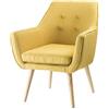 Montemaggi Poltrona in Tessuto Giallo Ocra con Gambe in Legno. Poltrona da Sala o Ufficio 65x65x85 cm