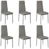 Supfine Set di 6 Sedie da Pranzo, Set di Sedie Sala da Pranzo per Cucina, Sedia da Pranzo con Schienale Alto in Ecopelle, Sedia Da Tavolo Da Pranzo Confortevole (48x42x97cm, Grigio, 6)