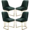 chairus Set di 4 Sedie da Pranzo in Velluto Sedia Imbottita con Schienale Sedie da Cucina con Gambe in Metallo Dorato Sedia Moderna Design per Sala da Pranzo/Soggiorno, Verde
