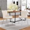 Goeria Sedia da pranzo in velluto, lussuosa, set da 2, soggiorno, camera da letto, sedia lounge con quattro gambe di supporto in metallo argentato, supporto lombare, beige