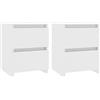 vidaXL 2X Comodini Moderni Eleganti Robusti con Cassetti Portaoggetti Armadietto Comò Cassettiera Versatile Bianco 30x30x40 cm in Multistrato