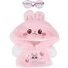 niannyyhouse Vestiti per bambola di peluche, 20 cm, con cappuccio e occhiali, felpa calda da 20,3 cm (rosa)