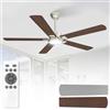 Airwit 132cm Grande Ventilatore da Soffitto con Luce Doppia Faccia Pale, Silenzioso Ventilatore da Soffitto con Telecomando e Reversible DC Motore per Camera da Letto (Montaggio a Sospensione-5 Pale)